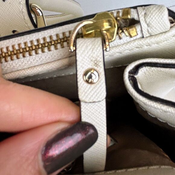 Kate Spade Charlotte Street Reena Tote Shoulder Bag Cream Crosshatch Leather - Picture 11 of 16